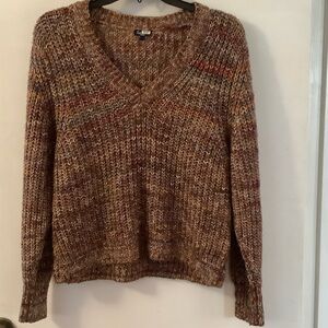 Splendid Brown Multicolor V-Neck Sweater